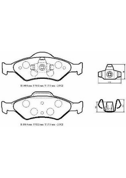 Ford Ka- 98/06 Ön Fren Balatası 1,0/1,3cc (Disk) (149,9X54X17,5/15 1,4X52,2X17,5)(BRAMAX) YS61-2K021-AA