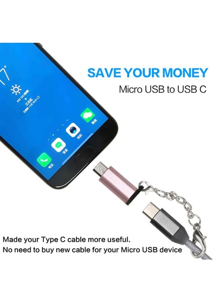 USB Erkek - Mikro USB Kadın Adaptör Dönüştürücü Konektör Zincir Pembe (Yurt Dışından)