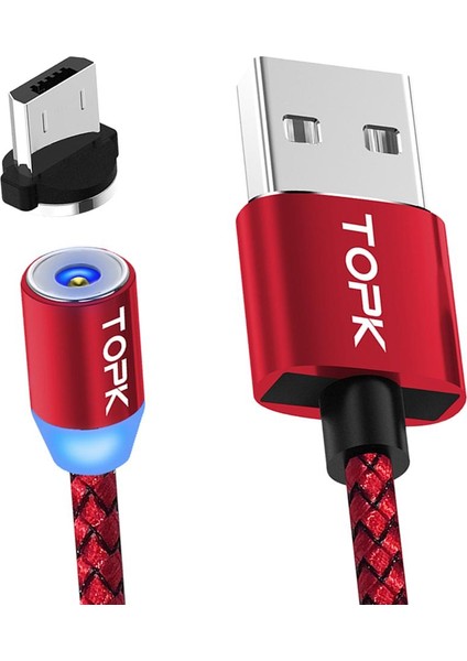 Mikro USB Kablosu, LED Ekran USB Şarj Kablosu Olan Android Şarj Cihazı, Hızlı - Kırmızı (Yurt Dışından)