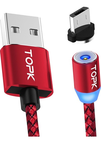 Mikro USB Kablosu, LED Ekran USB Şarj Kablosu Olan Android Şarj Cihazı, Hızlı - Kırmızı (Yurt Dışından)