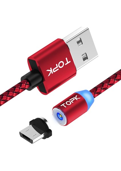 Mikro USB Kablosu, LED Ekran USB Şarj Kablosu Olan Android Şarj Cihazı, Hızlı - Kırmızı (Yurt Dışından)