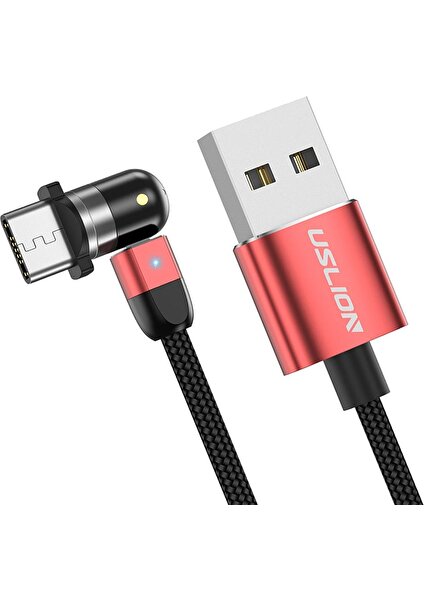 540 ° Şarj USB Kablosu 360 ° ve 180 ° Tip USB Kırmızı 0.5m Tip-C (Yurt Dışından)