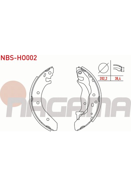 Honda Cıvıc Arka Fren Pabuç Balata Levyelı 202,2X38,4MM GBS90830AF