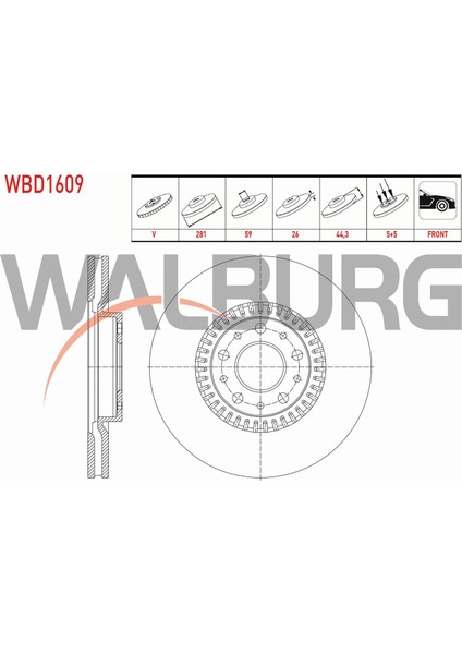 Fıat Egea 2021- Fren Diski Ön Havalı 5 Bjn 281X26X59X44,3 52159155