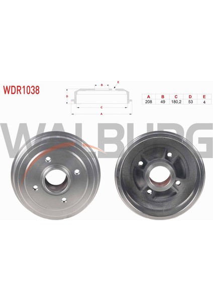 Renault 21 1.7 1986-1993 Fren Kampanası Arka 4 Delik 7700757354|7700783392|6 776 937|34 21 6 776 937