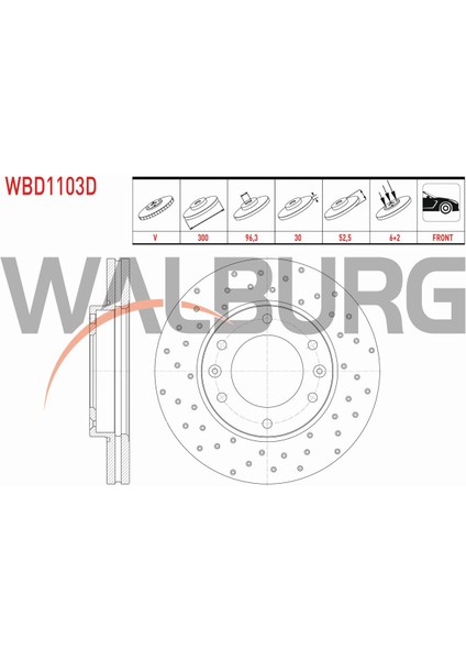 Hyundaı H1 2.5 Crdı 2008- Fren Diski Ön Havalı Performans Delikli 6 Bjn 300X30X96,3X52,5 517124H500