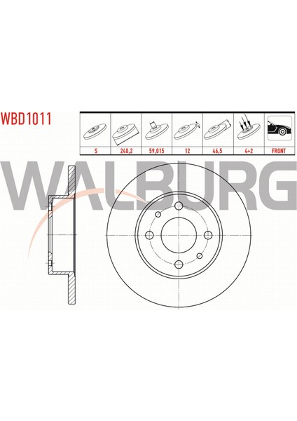 Fıat Uno 70 1.4i 94-00/ Sahın 1.4 - 1.6 93-02 Fren Diski Ön Düz 4 Bjn 240,2X12X59,02X46,5 71738423