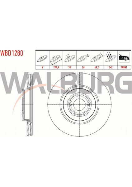 Toyota Avensıs (T25) 2.0 D-4d 2003-2008 Fren Diski Ön Havalı 5 Bjn 294,9X26X55X49,2 43512-05110