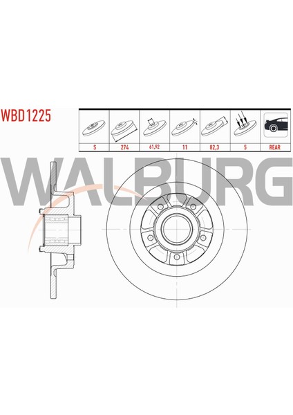 Renault Laguna Fren Diski Arka Düz 5 Bjn 274X11X61,92X82 7701472838