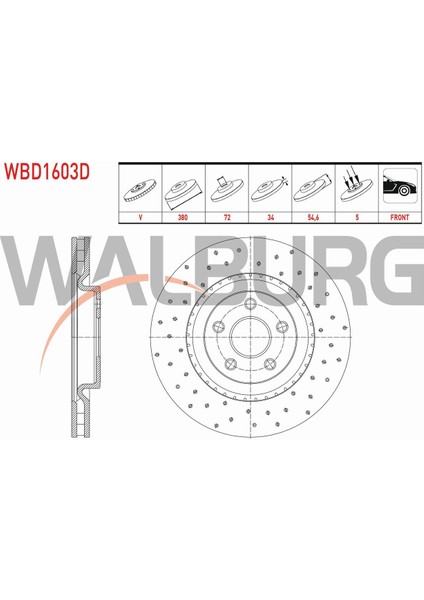 Jeep Grand Fren Diski Ön Havalı Performans Delikli 5 Bjn 380X34X72X54,6 5181513AB