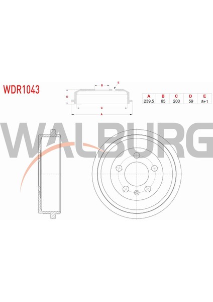 Volkswagen Golf Iv(1j1)1.9 Tdı 97-05/polo(6r)1.2 Tdı-1.4 Tsı 09-Fren Kampanası Arka 5 Delik