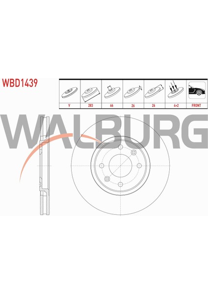 Peugeot 406 2.0i - 3.0 1995-2004 Fren Diski Ön Havalı 4 Bjn 283X26X66X26 4268.L8