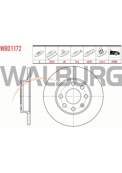 Opel Vectra A 1.4 - 1.6 - 1.8 1988-1995 Fren Diski Ön Düz 4 Bjn 235,9X12,6X60X40,95 90 008 005