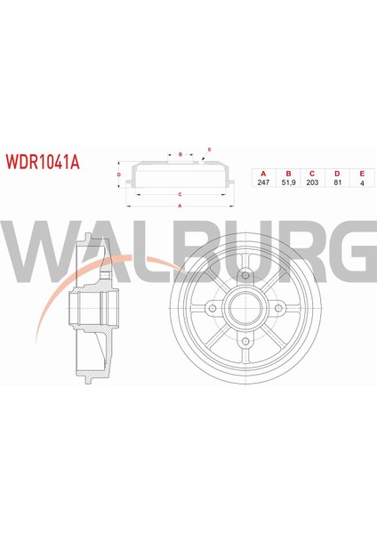 Peugeot 306 1.6-1.8 93-02/cıtroen Xsara 1.4 Hdı-1.6 97-05/zx 1.4 91-97 Fren Kampanası Arka 4 Delik