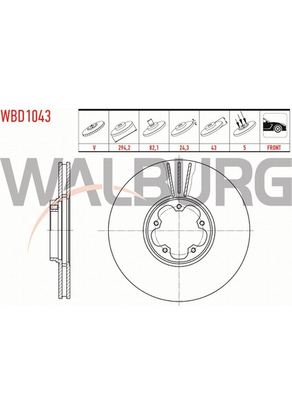 Ford Transıt 2.4 Tdcı Arkadan Itıs 2000-2006 Fren Diski Ön Havalı 5 Bjn 294X24,3X82,1X43 YC1W1125B1B