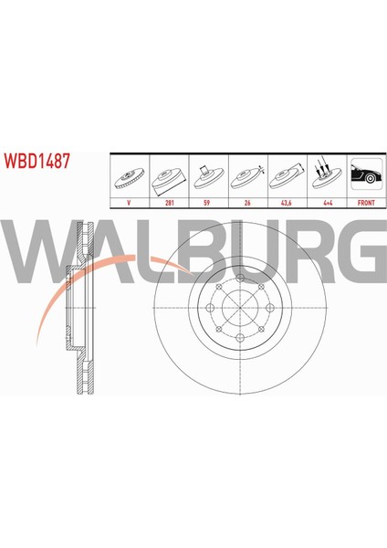 Fıat Bravo 1.4i - 1.4 T-Jet 2006-2014 Fren Diski Ön Havalı 4 Bjn 281X26X59X43,6 46765546