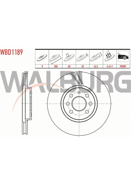 Opel Combo C 1.3 Cdtı - 1.7 Cdtı - 2001-2006 Fren Diski Ön Havalı 4 Bjn 280X25X60X42,2 5 69 006