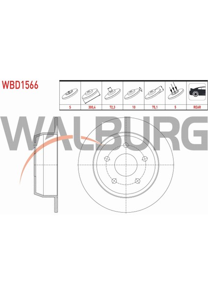 Jeep Cherokee 2.5 Td - 4.0i 4x4 1984-2001 Fren Diski Arka Düz 5 Bjn 304,8X10X72,3X75,1 52098 666