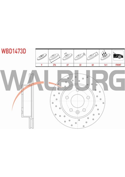 Vıto -638 Fren Diski Ön Havalı Performans Delikli 5 Bjn 276X22X67X60MERCEDES 6384210112