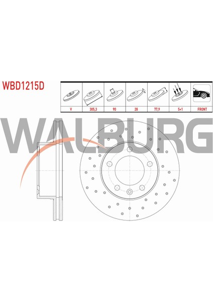 Renault Master Fren Diski Ön Havalı Performans Delikli 5 Bjn 305,3X28X90X77,9 517122W700