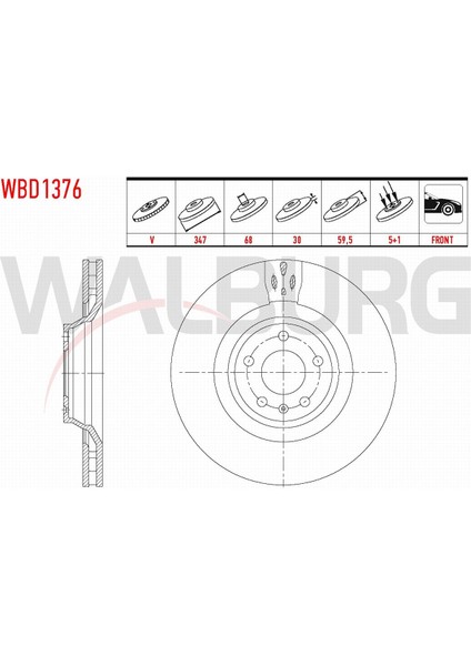 Audı A6 Fren Diski Ön Havalı 5 Bjn 347X30X68X59,50 4F0615301G