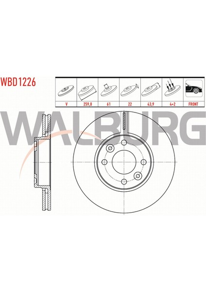 Clıo Iıı Fren Diski Ön Havalı 4 Bjn 259,8X22X61X43,9 40206-4911R