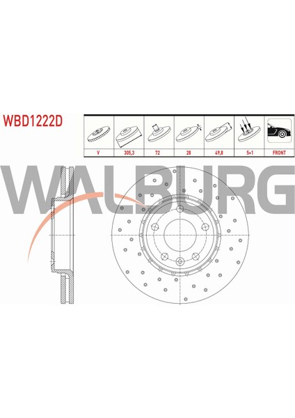 Renault Trafıc Fren Diski Ön Havalı Performans Delikli 5 Bjn 305,3X28X72X49,8 91165426