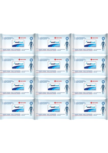 Yetişkin Hasta Vücut Temizleme Mendil-Havlusu 60 Yaprak (12 Li Set) Plastik Kapaklı