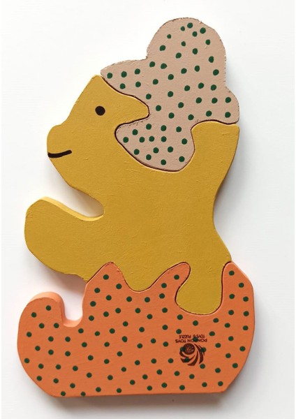 Benekli Sarı Ayıcık Ahşap Puzzle Yapboz