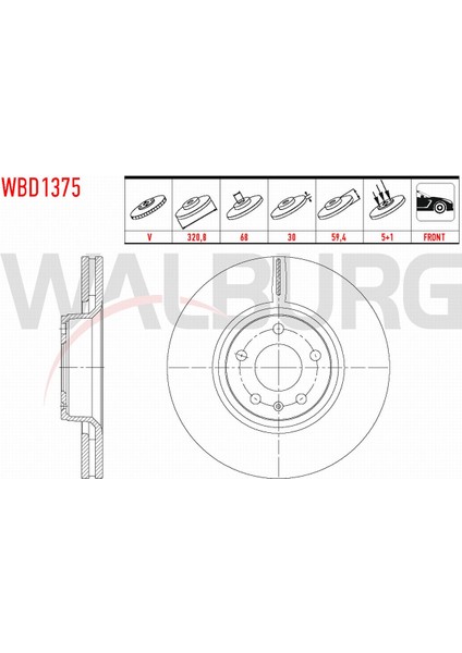 Audı A6 Fren Diski Ön Havalı 5 Bjn 320,80X30X68X59,40 4F0615301E