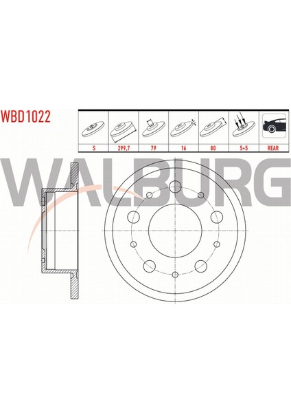 Fıat Ducato 2.3 Mjt 2006-2014 Fren Diski Arka Düz 5 Bjn 16 Jant 299,7X16X79X80 4249.K6