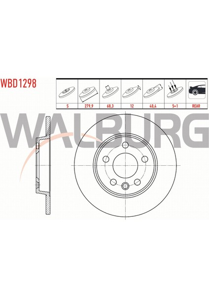 Vw Transporter Iv 1.9 Td 1990-2003 Fren Diski Arka Düz 5 Bjn 279,9X12X68,3X40,4 701 615 601 A