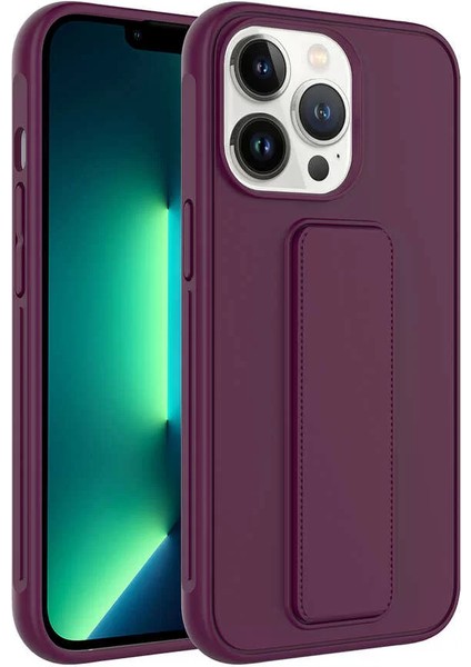 Apple iPhone 13 Pro Max Kılıf Qstand Darbe Emici Silikon Kapak Mürdüm