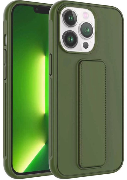 Apple iPhone 13 Pro Kılıf Qstand Darbe Emici Silikon Kapak Koyu Yeşil