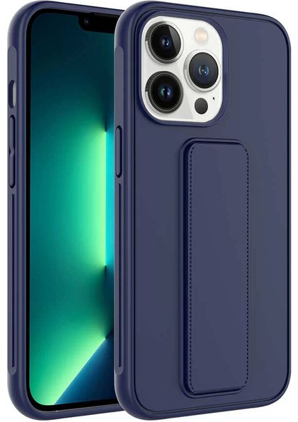 Apple iPhone 13 Pro Max Kılıf Qstand Darbe Emici Silikon Kapak Lacivert