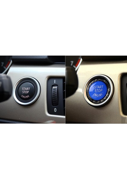 E90 E92 Araç Stil Mavi Motor Başlangıç ​​durdurma Düğmesi Kapak Çıkartması modelleri