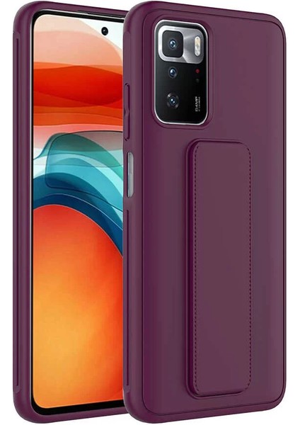 Xiaomi Redmi 10 Kılıf Qstand Darbe Emici Silikon Kapak Mürdüm