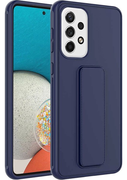 Samsung Galaxy A72 Kılıf Qstand Darbe Emici Silikon Kapak Lacivert