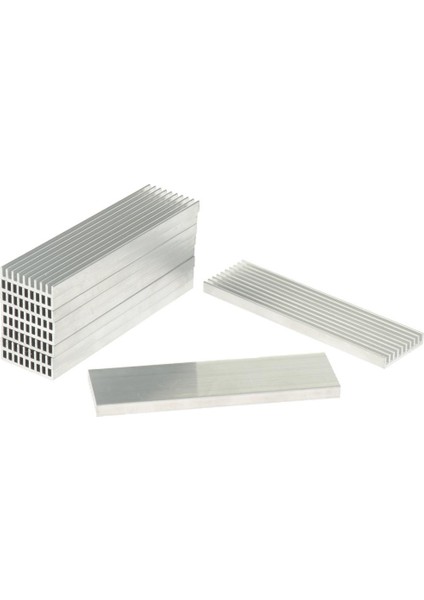 10 x Alüminyum Isı Lavabosu 100X28X6 mm. Sürücü Soğutucu Beyaz (Yurt Dışından)
