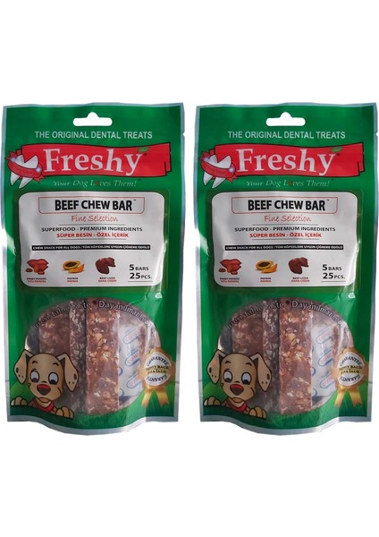 Beef Chew Bar - Ikili Set Dana Ciğerli Süper Besin 10 Tam Bar Veya 50 Parça - 200 Gram