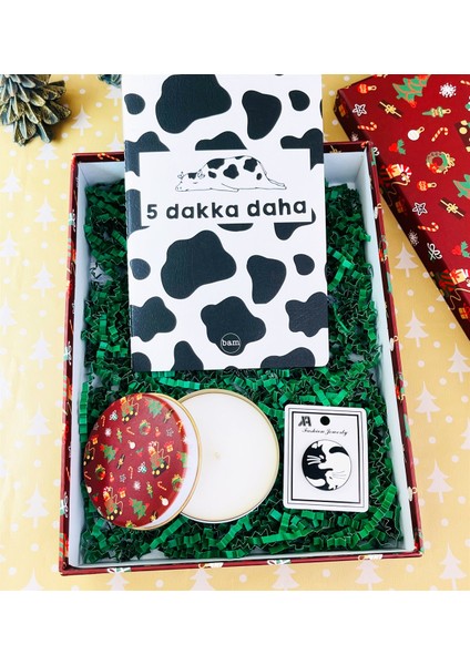 5 Dakka Daha Inek Mumlu Kırmızı Yılbaşı Hediye Seti