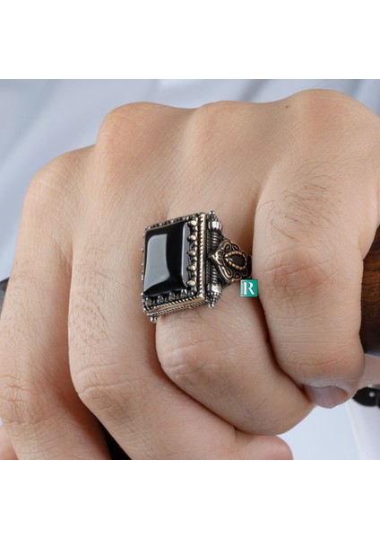 925 Ayar Gümüş Erkek Yüzük Akik Oniks Taşı Yüksek Kaliteli Takı fiyatları