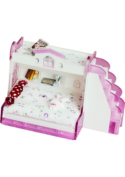 1/12 Dollhouse Minyatür Yatak Odası Ranza Seti Adım Mobilyalar (Mor) (Yurt Dışından) fiyatları