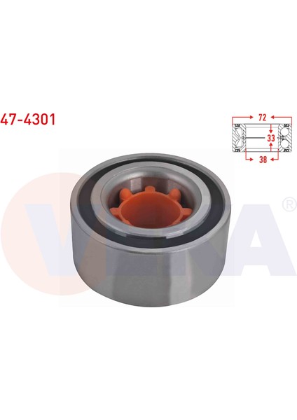 On Tekerlek Rulmanı Sol-Sag 38X72X3633 Toyota Corolla 1.3i - 1.6i 1992-1997 Corolla 1.4i - 1.6i 1997-2002