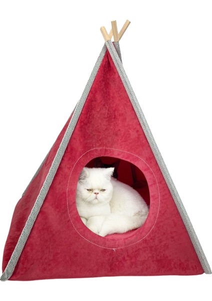 Tepee Five Kedi Evi, Kedi Barınağı, Kedi Çadırı, Minderli Kedi Yatağı