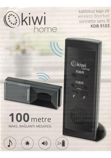 KDB-9103 Kablosuz Portatif Kapı Zili Siyah