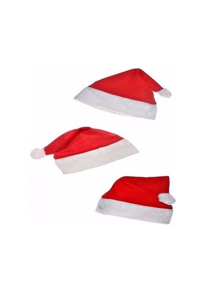 Yılbaşı Şapkası Keçe Şapka Kırmızı Yetişkin Noel Şapkası 35 cm Noel Baba Şapkası