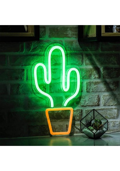 Kaktüs Neon Işareti, Kapalı Yatak Odası Fotoğraf Pervane Için LED Neon Işık USB Duvar Işığı (Yurt Dışından)