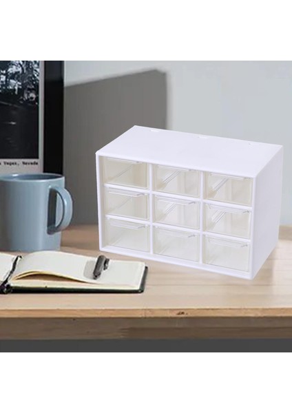 Masaüstü Çekmece Kutusu Toz Geçirmez Ev Kitapları Ev Kitapları Ev Ofisi 9 Izgara Beyaz (Yurt Dışından) indirimleri