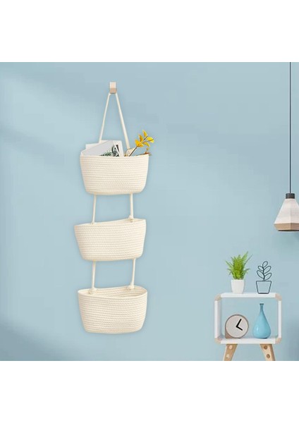 Katmanlı Asılı Sepet Duvar Rafı Dergisi Rafı Oturma Odası Için Beyaz (Yurt Dışından) fiyatları